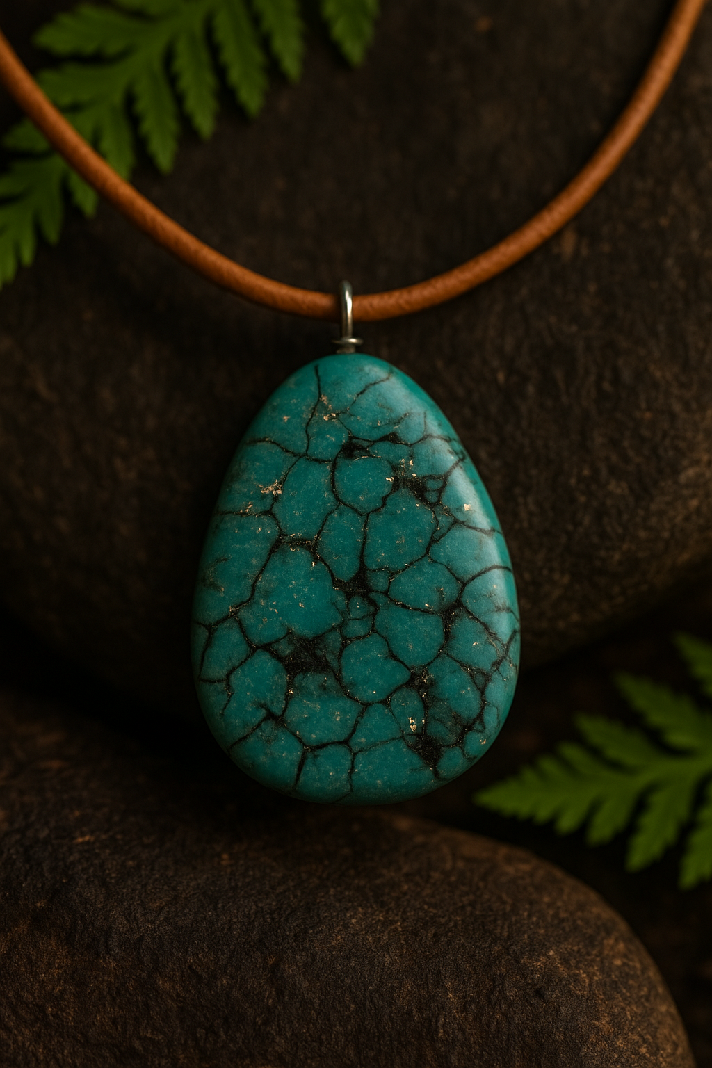 Turquoise triangular semigloss pendant